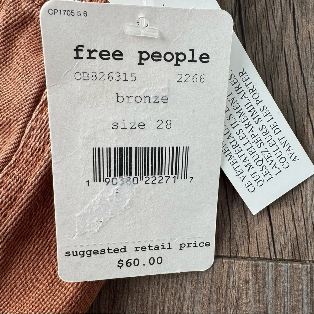 NWT Free People We The Free A-Line Distressed Denim Jean Skirt Bronze Size 28